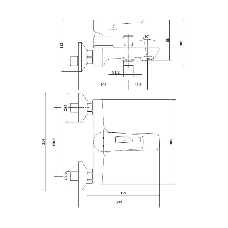Cersanit S952-003 -Conjunto de casa de banho com torneira + torneira do lavatório MILLE cromado brilhante