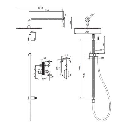 Cersanit S952-008 - Conjunto de duche com torneira embutida CREA cromado brilhante