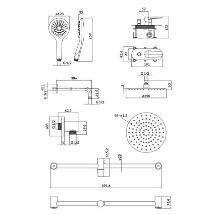 Cersanit S952-011 - Conjunto de duche com bateria encastrada MODUO cromo brilhante