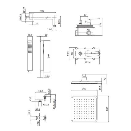 Cersanit S952-012 - Conjunto de duche com bateria encastrada MILLE cromo brilhante
