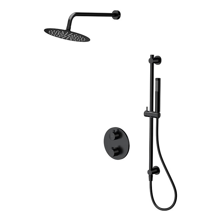 Cersanit S952-033 - Conjunto de chuveiro com torneira termostática de encastrar ZEN preto