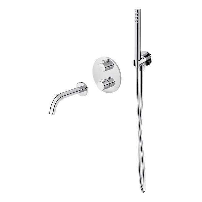 Cersanit S952-034 - Conjunto de banho com torneira termostática de encastrar ZEN cromado brilhante