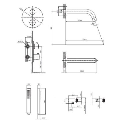 Cersanit S952-034 - Conjunto de banho com torneira termostática de encastrar ZEN cromado brilhante