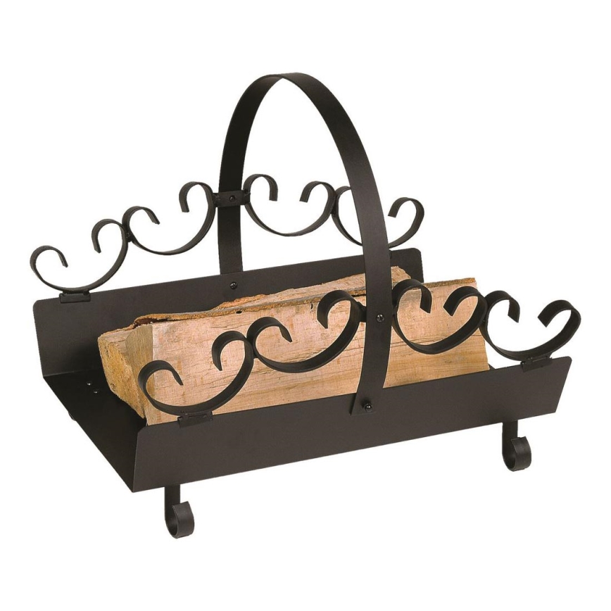 Cesto de metal para madeira com pega 31,5x44 cm preto