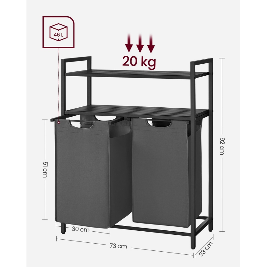 Cesto de roupa REX cinzento