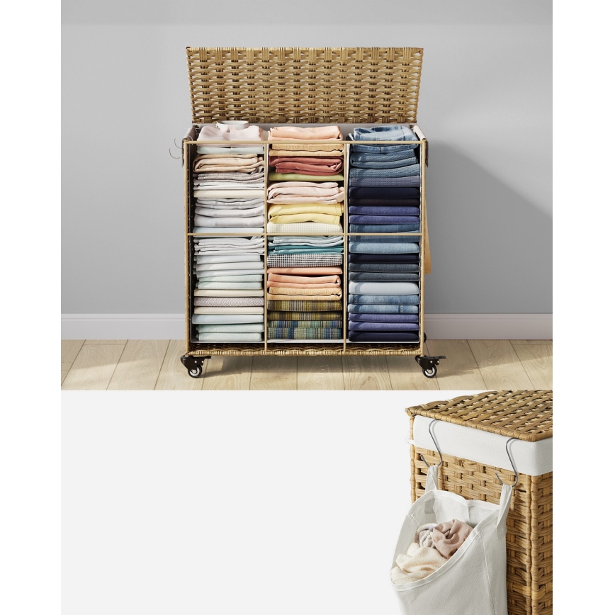 Cesto para roupa FLYN em rattan