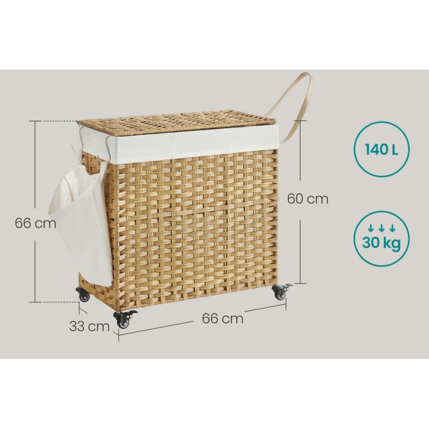 Cesto para roupa FLYN em rattan