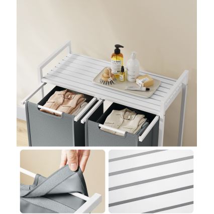 Cesto para roupa REX branco/cinzento