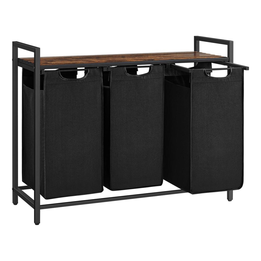 Cesto para roupa REX castanho/preto