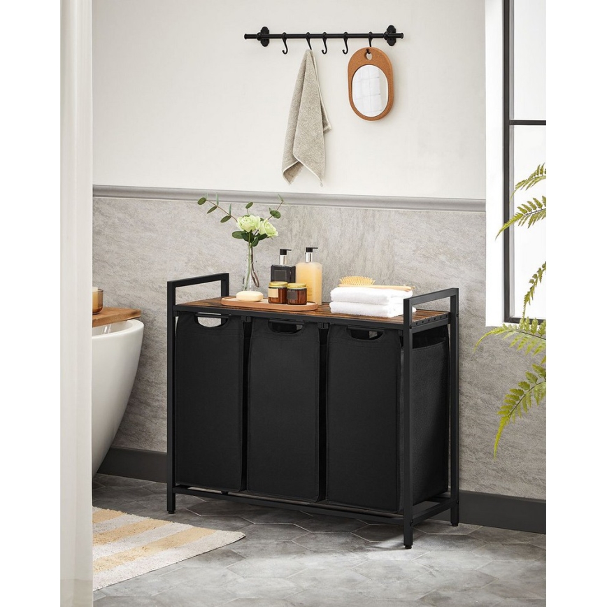 Cesto para roupa REX castanho/preto