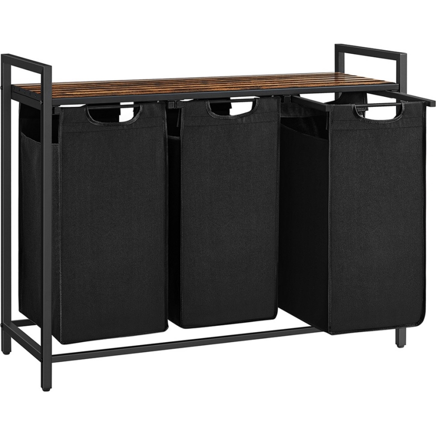 Cesto para roupa REX castanho/preto