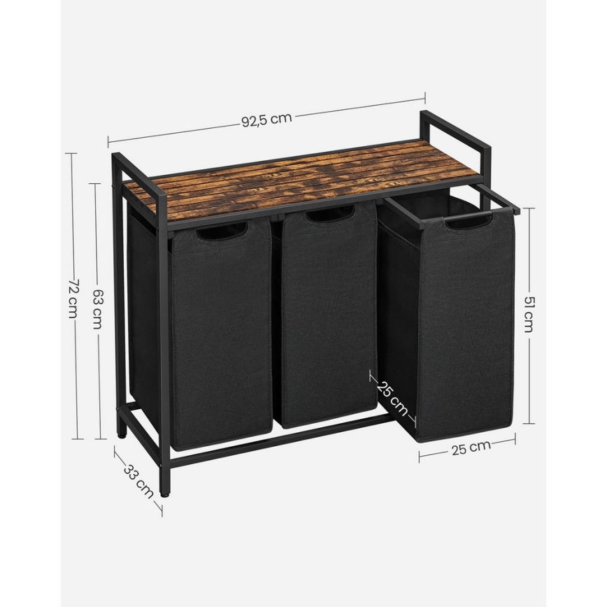 Cesto para roupa REX castanho/preto