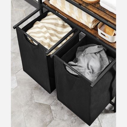 Cesto para roupa REX castanho/preto
