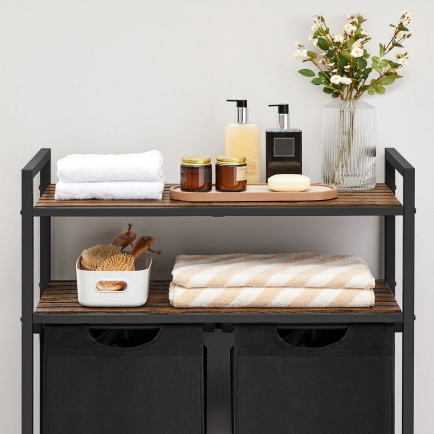 Cesto para roupa REX castanho/preto