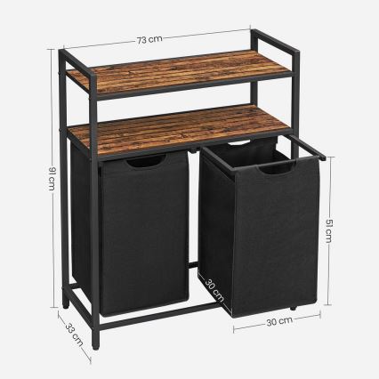 Cesto para roupa REX castanho/preto
