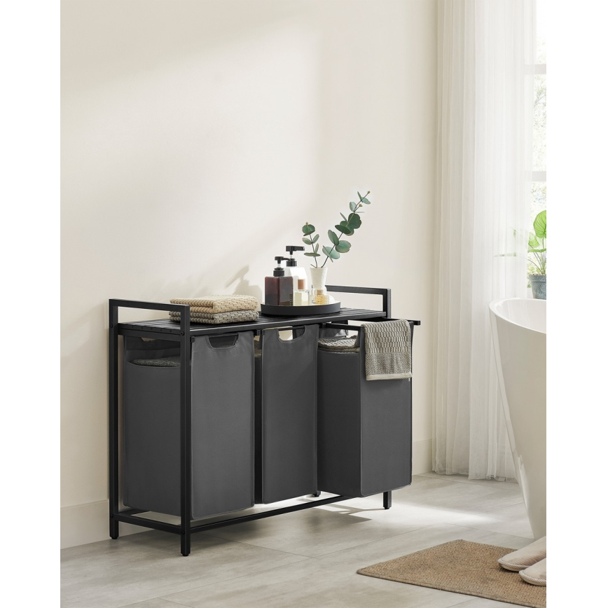 Cesto para roupa REX preto/cinzento