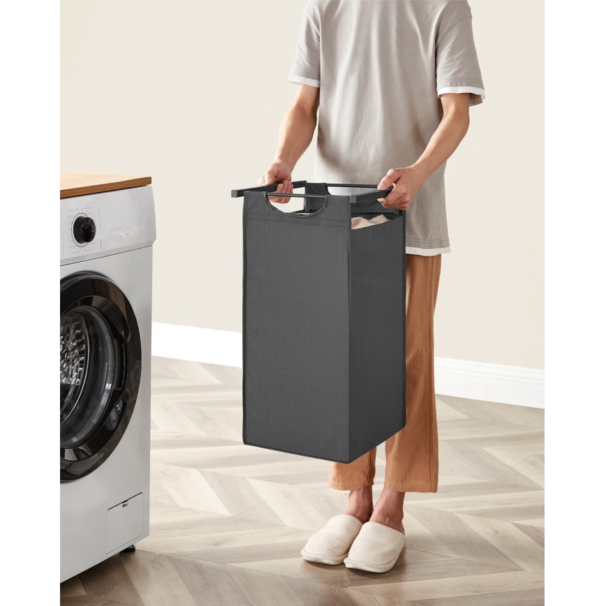 Cesto para roupa REX preto/cinzento