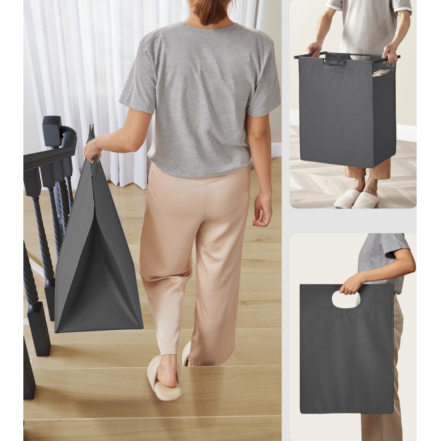 Cesto para roupa REX preto/cinzento