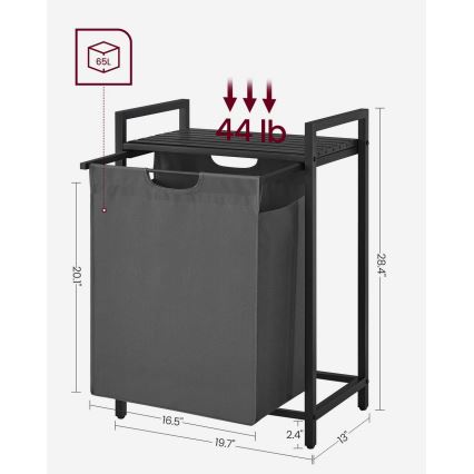 Cesto para roupa REX preto/cinzento
