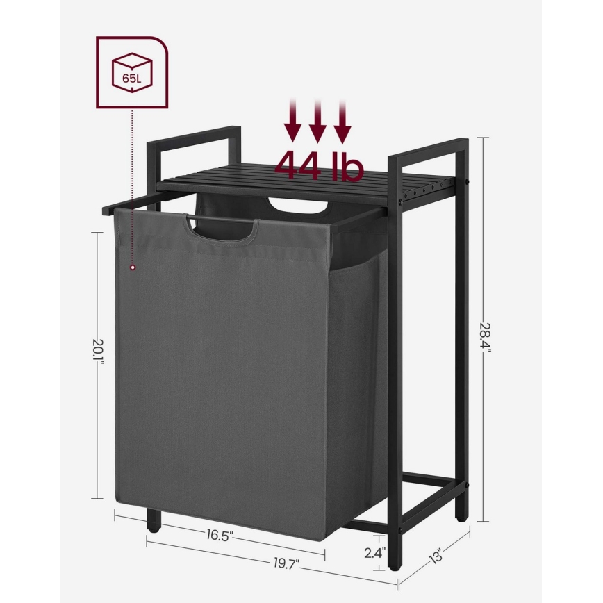 Cesto para roupa REX preto/cinzento