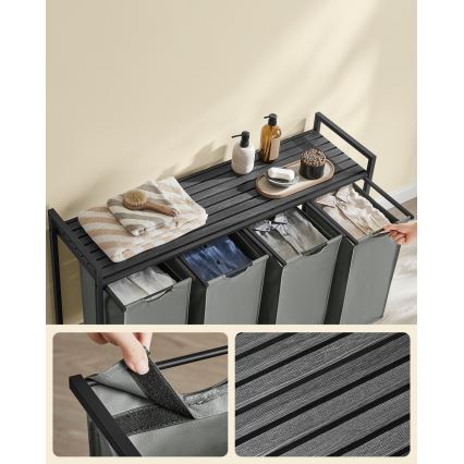 Cesto para roupa REX preto/cinzento