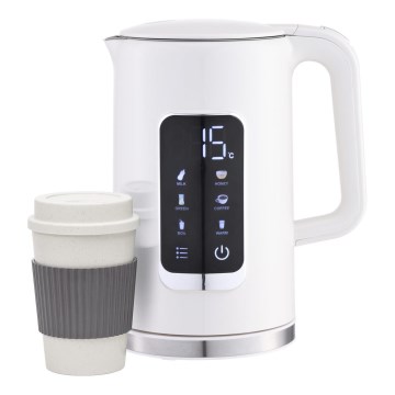 Chaleira com visor LCD 1,7 l 2200W/230V branco + copo de viagem 450 ml