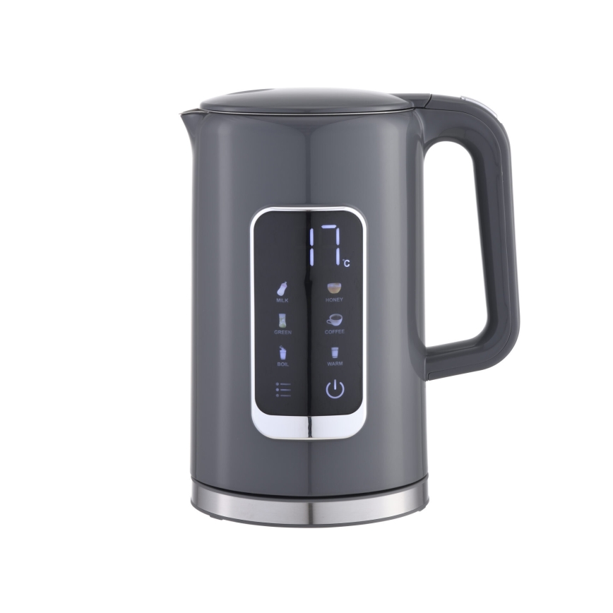 Chaleira com visor LCD 1,7 l 2200W/230V cinzento + copo de viagem 450 ml