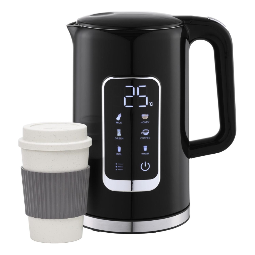 Chaleira com visor LCD 1,7 l 2200W/230V preto + copo de viagem 450 ml