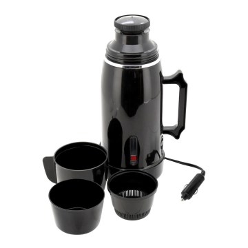 Chaleira de viagem/garrafa térmica 1 l 150W/12V preta
