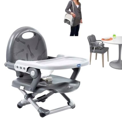 Chicco - Assento elevatório portátil para crianças POCKET SNACK cinzento