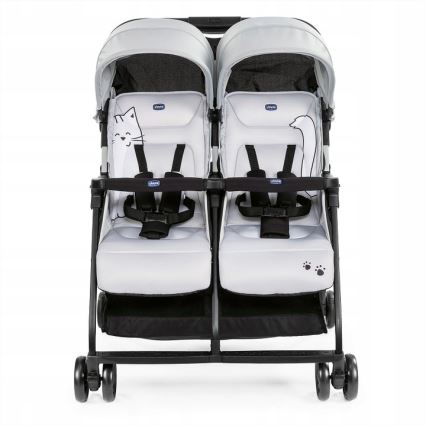 Chicco - Carrinho de bebé para gémeos OHLALA TWIN Silver Gato prateado
