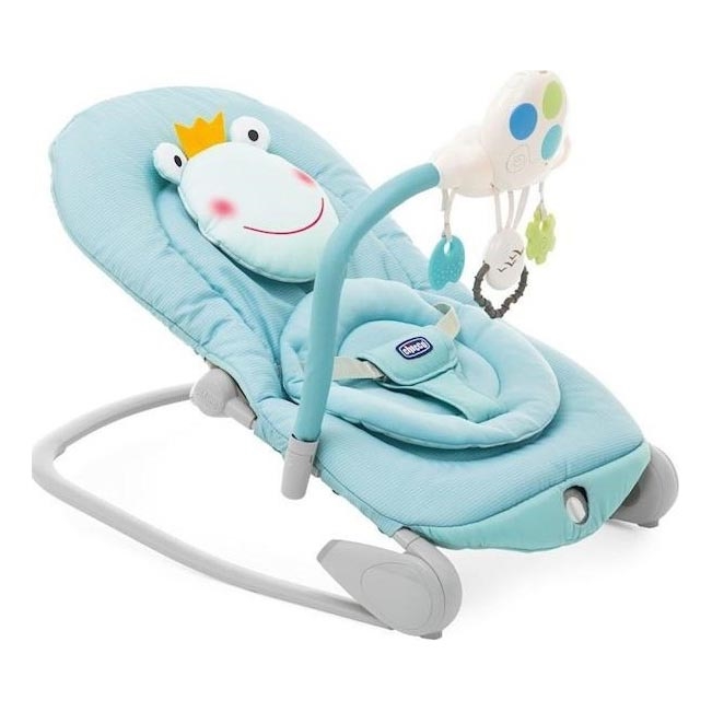 Chicco - Espreguiçadeira vibratória para bebé com melodia BALLOON Froggy azul