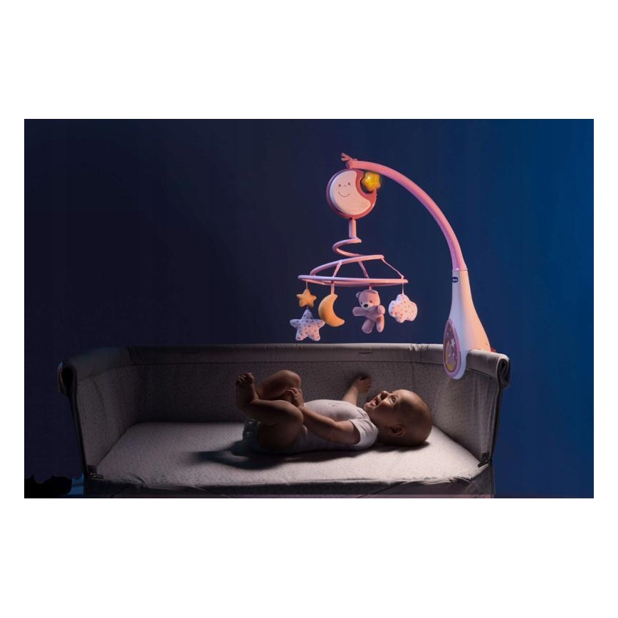 Chicco - Móbile para berço com melodia 3em1 NEXT2DREAMS 3xAA rosa