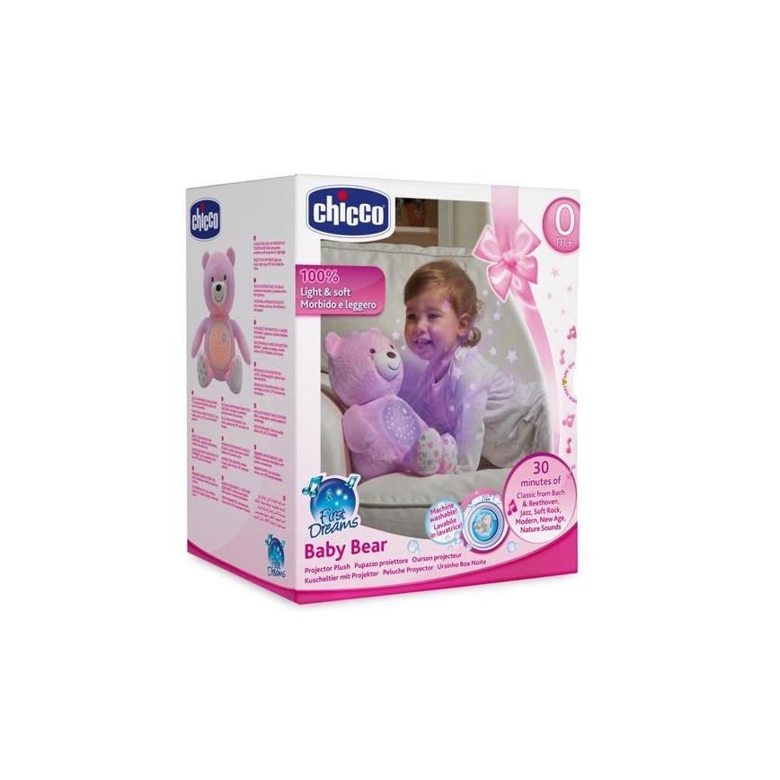 Chicco - Projetor com melodia BABY BEAR 3xAAA rosa