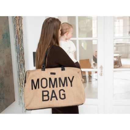 Childhome - Mala de muda da roupa MOMMY BAG RAFFIA LOOK bege