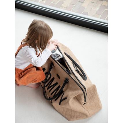 Childhome - Mala de muda da roupa MOMMY BAG RAFFIA LOOK bege