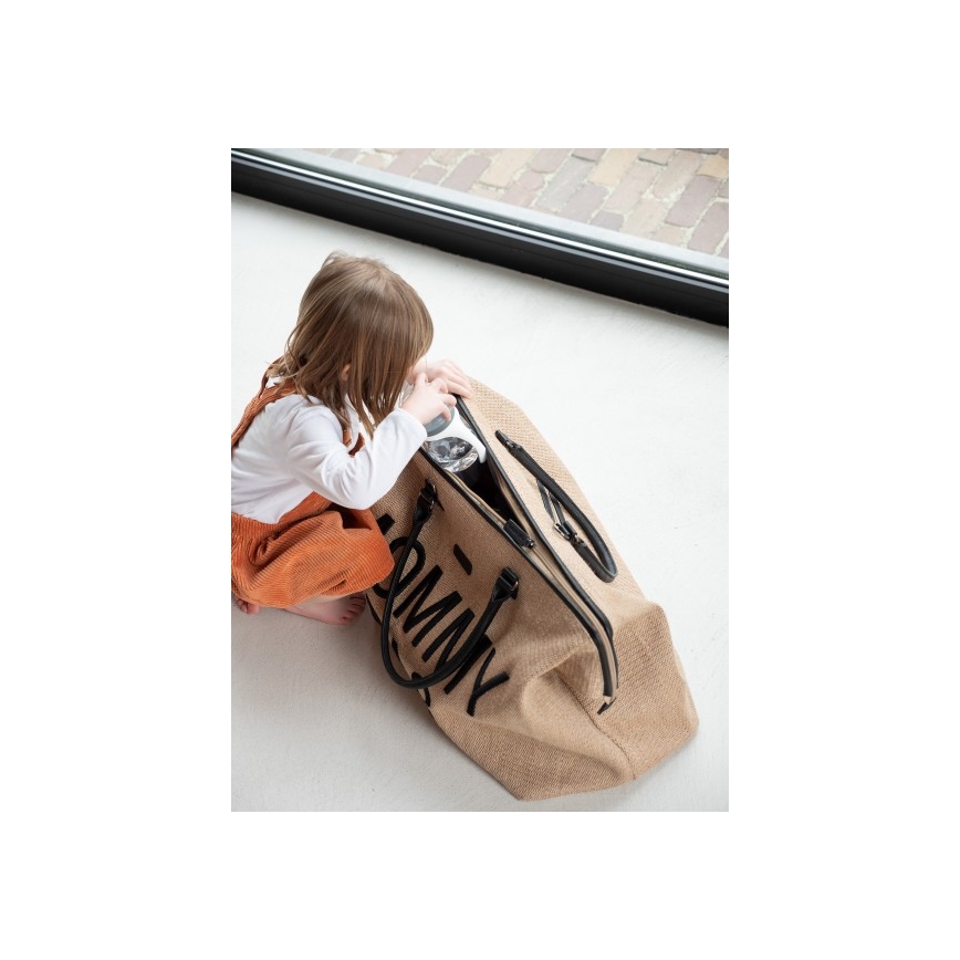 Childhome - Mala de muda da roupa MOMMY BAG RAFFIA LOOK bege