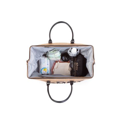 Childhome - Mala de muda da roupa MOMMY BAG RAFFIA LOOK bege