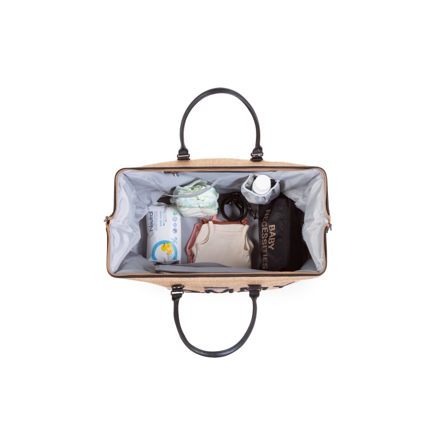 Childhome - Mala de muda da roupa MOMMY BAG RAFFIA LOOK bege