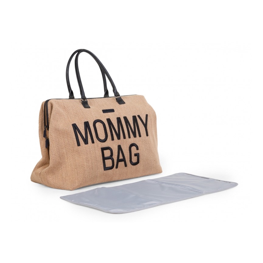 Childhome - Mala de muda da roupa MOMMY BAG RAFFIA LOOK bege