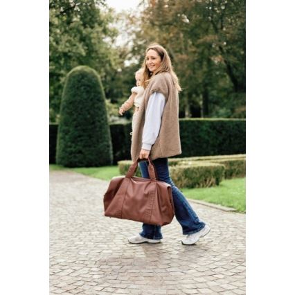 Childhome - Saco de muda da roupa MOMMY BAG LEATHER castanho