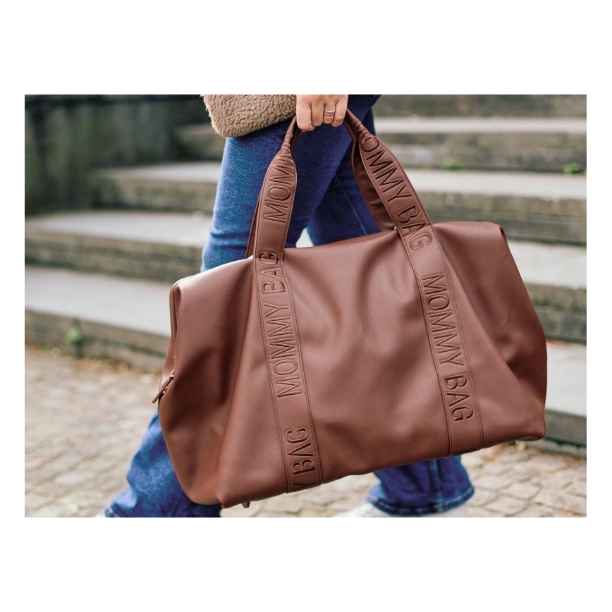 Childhome - Saco de muda da roupa MOMMY BAG LEATHER castanho