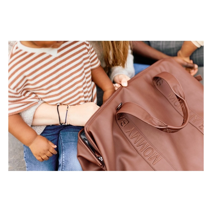 Childhome - Saco de muda da roupa MOMMY BAG LEATHER castanho