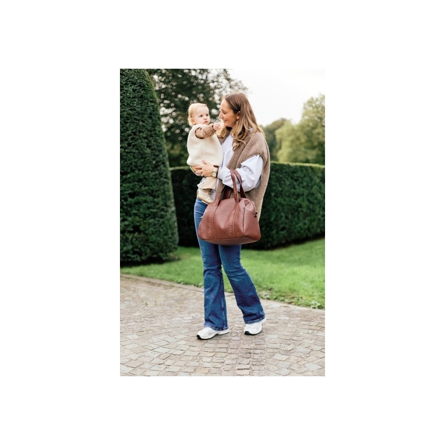 Childhome - Saco de muda da roupa MOMMY CLUB LEATHER castanho
