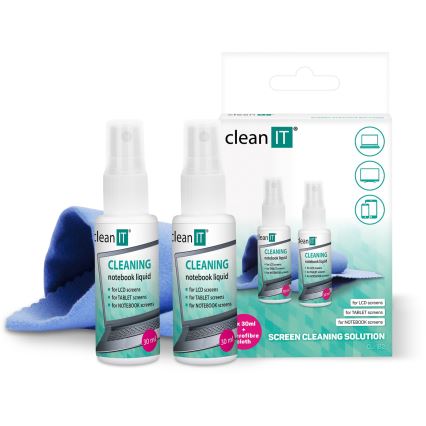 CLEAN IT CL-182 - Solução de limpeza de ecrã com pano 2x 30 mm