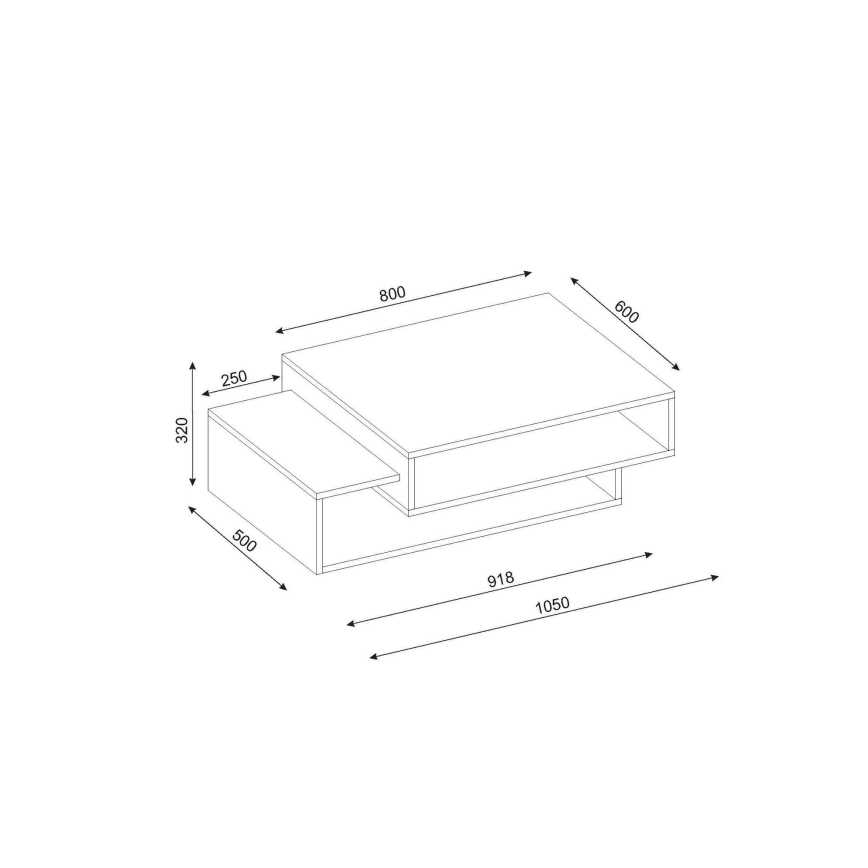 Mesa de centro TAB 32x105 cm bege/branco