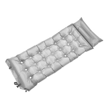 Colchão auto-insuflável com almofada 180x66 cm cinzento