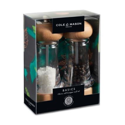Cole&Mason - Conjunto de moedores de sal grosso e pimenta BASICS 2 pçs faia 16 cm