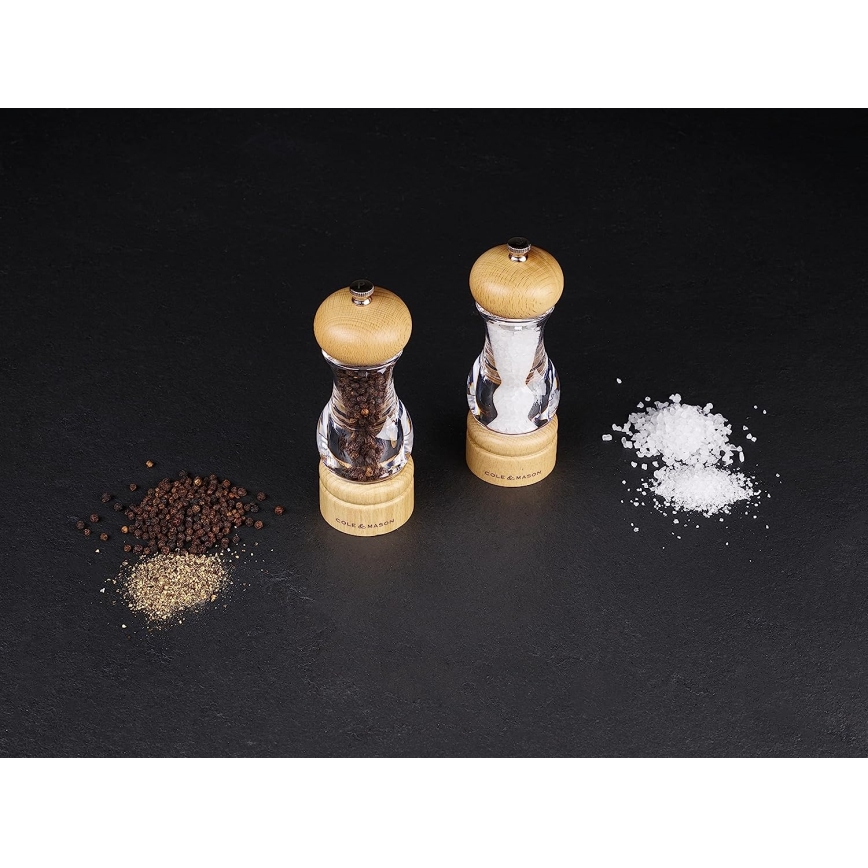 Cole&Mason - Conjunto de moedores de sal grosso e pimenta BEECH 2 pçs faia 16,5 cm