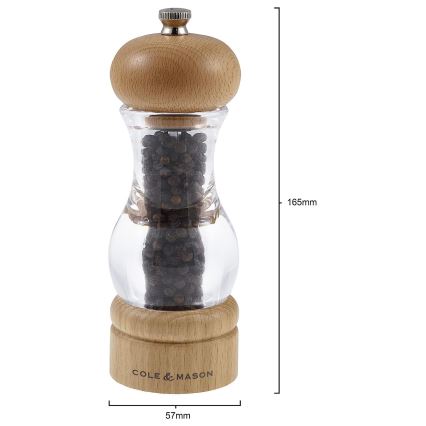Cole&Mason - Conjunto de moedores de sal grosso e pimenta BEECH 2 pçs faia 16,5 cm